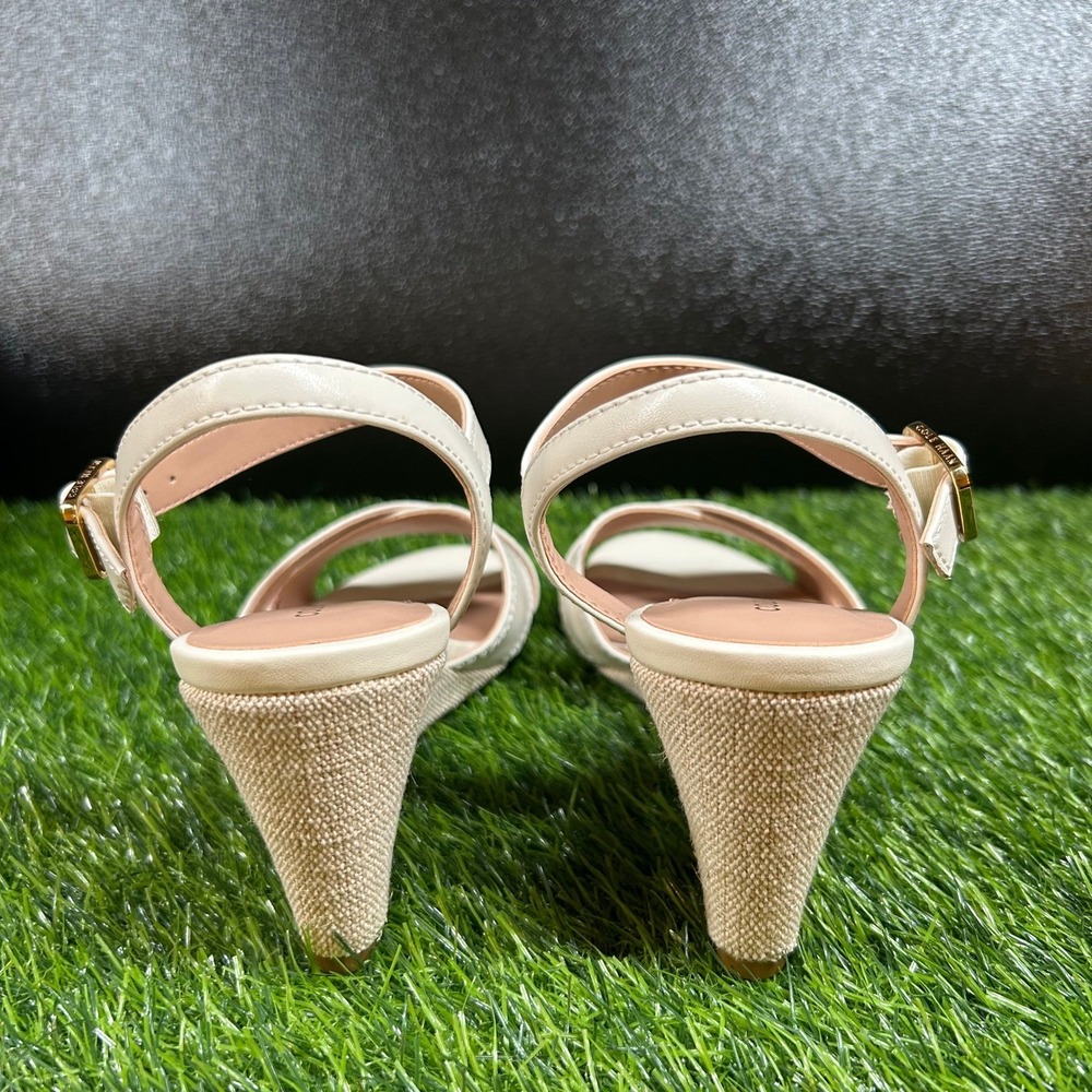 Cole Haan Grand 360 Wedge Sandals Womens size 7 Cream Leather Strappy New - Picture 6 of 13